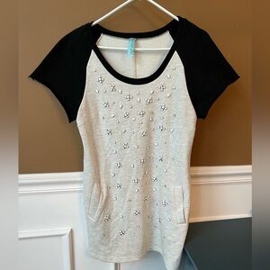 Aina Be Womens Beaded Fitted Raglan Mini Dress Size M Y2K Sweatshirt